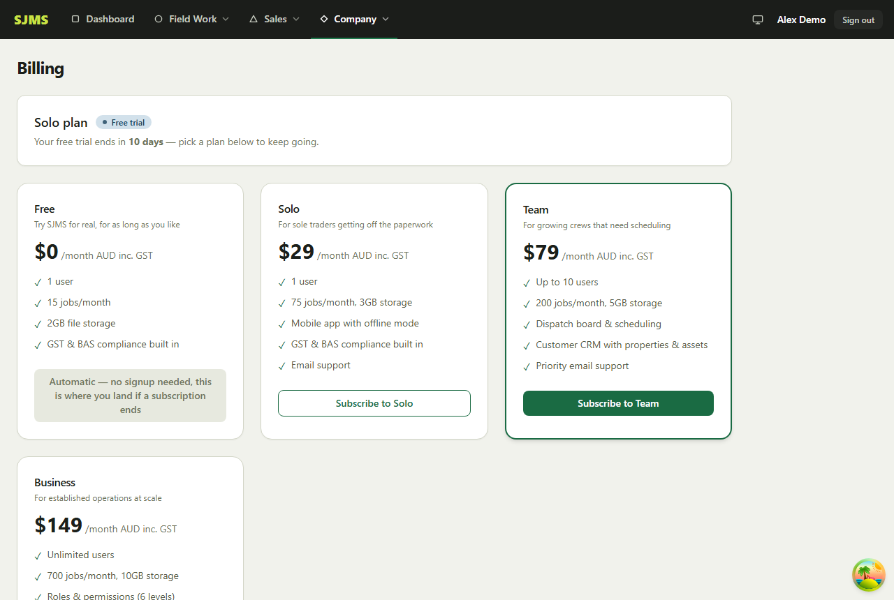 Screenshot of the cancel or resume your subscription screen in SJMS